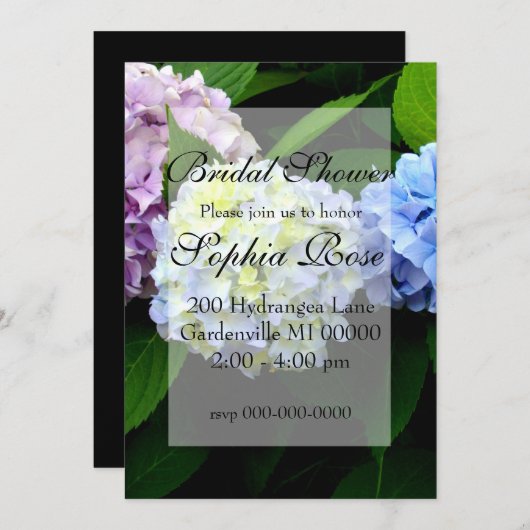 Invitation Élégant mariage à fleurs d'hydrangée (Devant / Derrière)