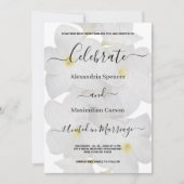 Invitation Élégant mariage à fleurs en dentelle jaune blanc (Devant)
