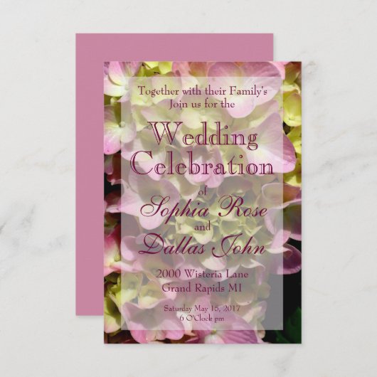 Invitation Élégant Mariage à fleurs rose jaune (Devant / Derrière)