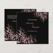 Invitation Élégant Mariage à fleurs roses (Devant / Derrière)