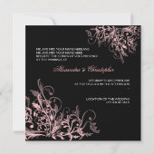 Invitation Élégant Mariage à fleurs roses (Dos)
