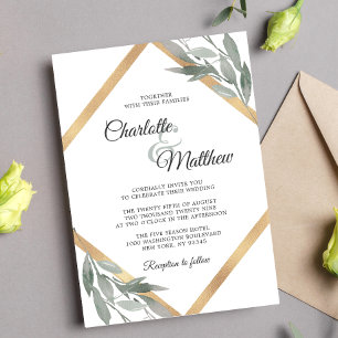 Invitation Élégant Mariage à huile d'olive Sage feuille