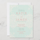 Invitation Elégant Mariage à la menthe et à la pêche du pays (Devant)