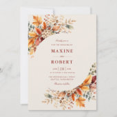 Invitation Élégant Mariage à l'Aquarelle Douce de Feuillage d (Devant)