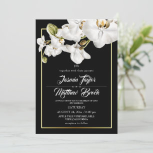 Invitation Élégant mariage à l'aquarelle sombre d'orchidée