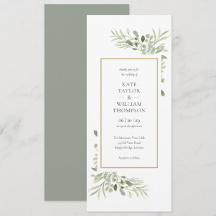 Invitation Élégant mariage à l'aquarelle verdure