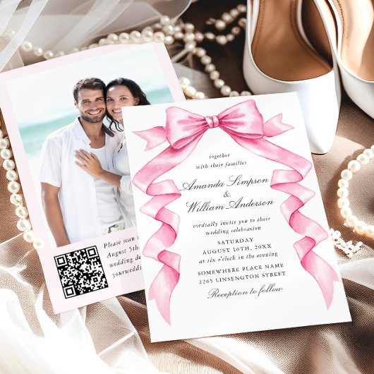 Invitation Élégant Mariage à mâchoire douce rose