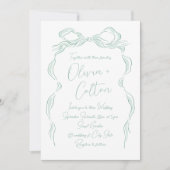 Invitation Élégant Mariage à mâchoire vert clair (Devant)