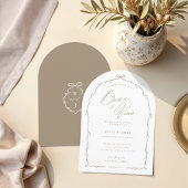 Invitation Elégant Mariage à main beige Bow & Ribbon Arch