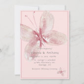 Invitation Élégant Mariage à papillon rose-mauve (Devant)