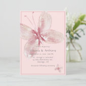 Invitation Élégant Mariage à papillon rose-mauve (Debout devant)