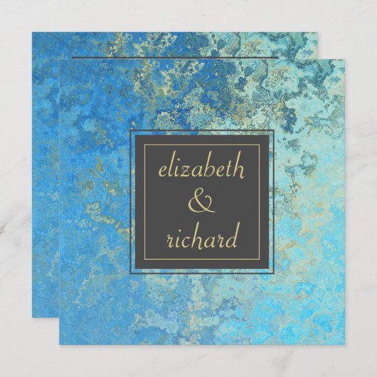 Invitation Élégant Mariage à quartz bleu (Devant / Derrière)