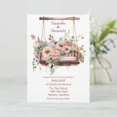 Invitation Élégant Mariage à voile de jardin fleuri (Debout devant)