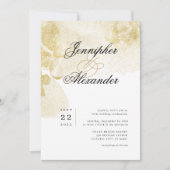 Invitation Elégant Mariage Abstrait Aquarelle Or (Devant)