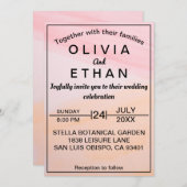 Invitation Élégant Mariage Abstrait rose-orange (Devant / Derrière)