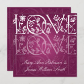 Invitation Élégant Mariage Amour Flourdissant Berry Pink (Devant / Derrière)