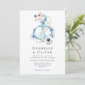 Invitation Élégant Mariage Ancre floral nautique (Debout devant)