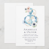 Invitation Élégant Mariage Ancre floral nautique (Devant / Derrière)