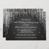 Invitation Elégant mariage Anniversaire Nuit Éblouissant Noir (Devant / Derrière)