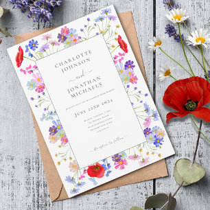 Invitation Élégant mariage aquarelle de fleurs sauvages moder