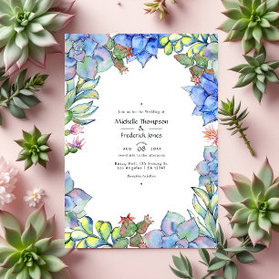 Invitation Élégant mariage aquarelle succulente et florale