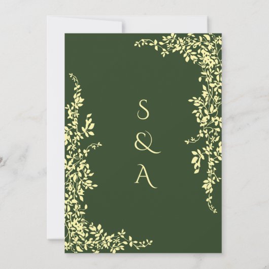 Invitation Élégant Mariage arabe et anglais vert (Dos)