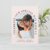 Invitation Élégant Mariage Arch Photo rose (Debout devant)