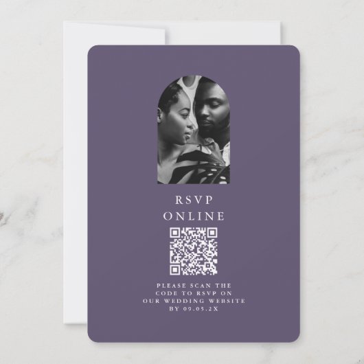 Invitation Elégant Mariage Arch Rsvp Code Deux Photo (Dos)