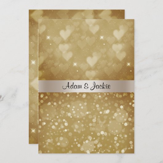 INVITATION ÉLÉGANT MARIAGE ARGENT D'OR SPARKLE (Devant / Derrière)