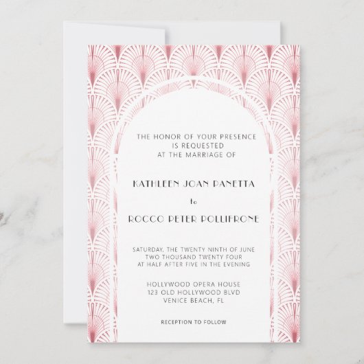 Invitation Élégant Mariage Art Déco (Devant)