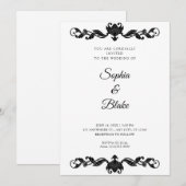 Invitation Elégant Mariage Art déco noir et blanc (Devant / Derrière)