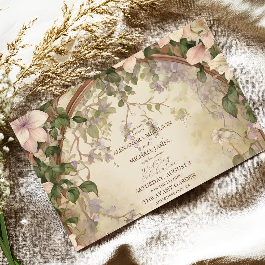 Invitation Élégant Mariage Art Nouveau