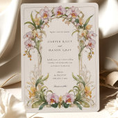 Invitation Elégant Mariage Art Nouveau orchidée
