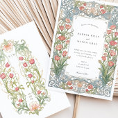 Invitation Élégant Mariage Art Nouveau Tulipes rouges