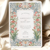 Invitation Élégant Mariage Art Nouveau Tulipes rouges