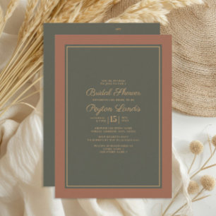 Invitation Élégant Mariage Automnal Vert Mousse Rouille Éléga