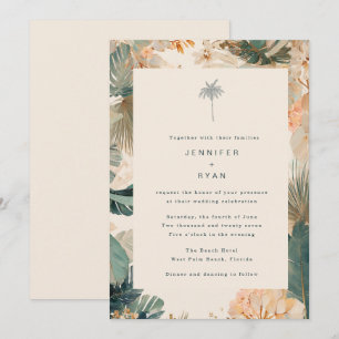 Invitation Élégant mariage aux feuilles de palmier tropicales