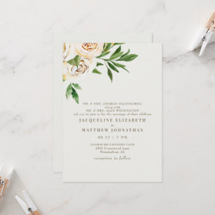 Invitation Élégant mariage aux fleurs de pivoines crème