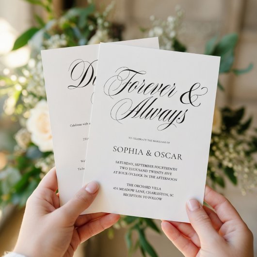 Invitation Élégant mariage avec écriture minimaliste