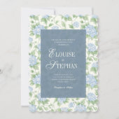 Invitation Élégant mariage avec Hydrangea Blue Sage à bordure (Devant)