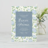 Invitation Élégant mariage avec Hydrangea Blue Sage à bordure (Debout devant)