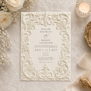 Invitation Élégant Mariage Baroque Vintage à Rinceaux