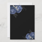 Invitation Élégant Mariage Black Blue Peonies (Dos)