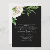 Invitation Élégant Mariage Black Cream Peonies (Devant)