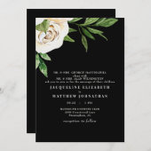 Invitation Élégant Mariage Black Cream Peonies (Devant / Derrière)