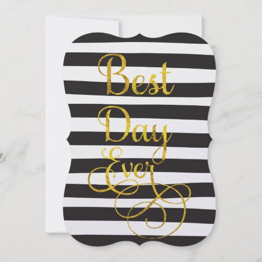 Invitation Élégant Mariage Black Stripe Faux Gold Elements (Dos)