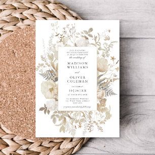 Invitation Elégant Mariage blanc à la couleur de la terre