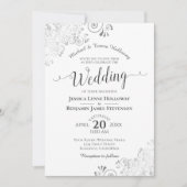 Invitation Élégant Mariage blanc blanc traditionnel de dentel (Devant)