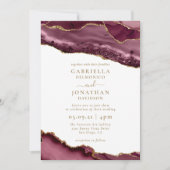 Invitation Élégant Mariage blanc d'âge or de Bourgogne (Devant)