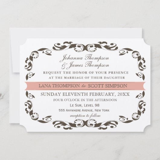 Invitation Élégant Mariage blanc de Filligree à la saveur vic (Devant)